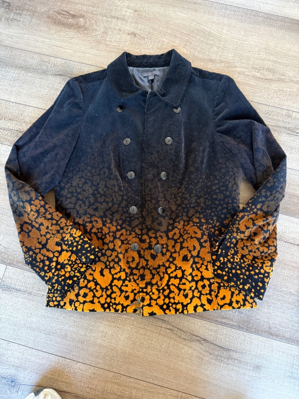 Vintage Amber Sun leopard print velvet jacket